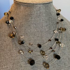 Smoky Crystal Layered Necklace